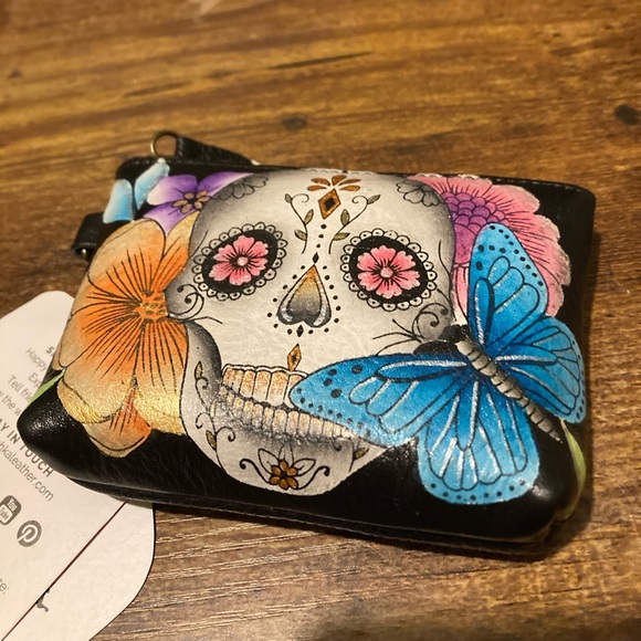 Anna by Anushka Handbags - Anna by Anushka leather hand painted coin purse